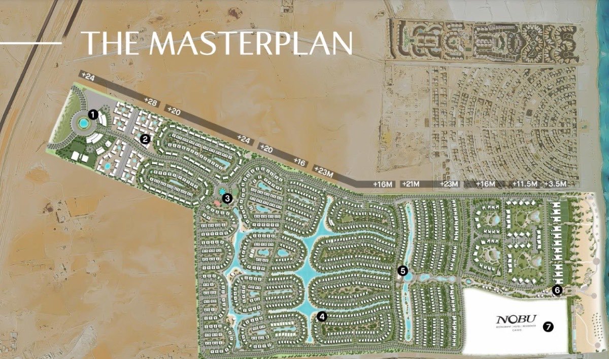 Ogami by SODIC master plan — beachfront, swimmable lagoons and the Nobu district on Egypt's North Coast